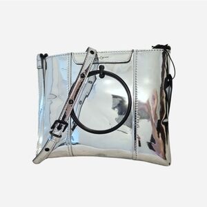 Foley + Corinna Metallic Mirror Finish Silver Vegan Leather Crossbody Bag NWT